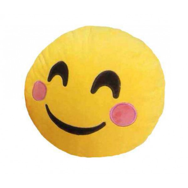 Soft Smiley Emoticon Yellow Round Cushion Pillow Stuffed Plush Toy Doll (Cheeky)